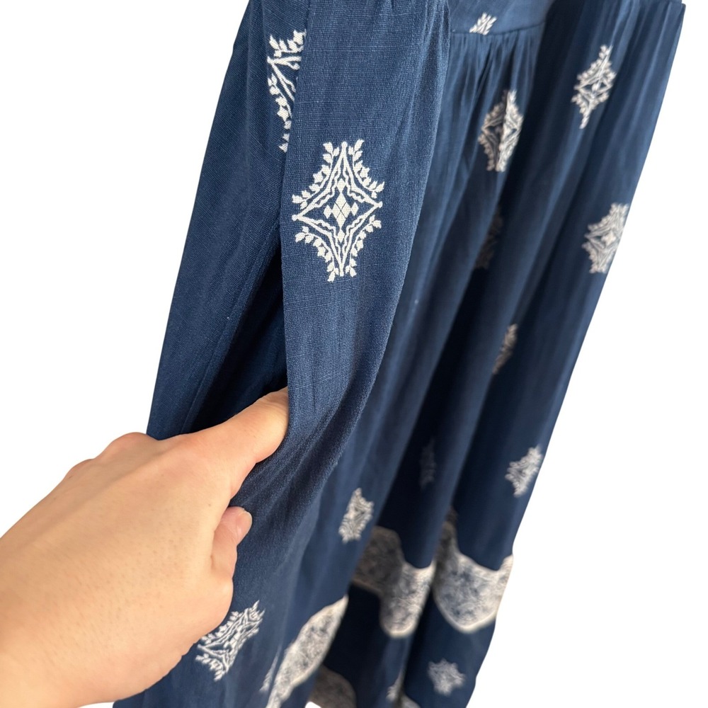 Lucky Brand Blue Medallion Print Maxi Dress, XL, Smocked Back, Pockets‎ - Picture 6 of 14